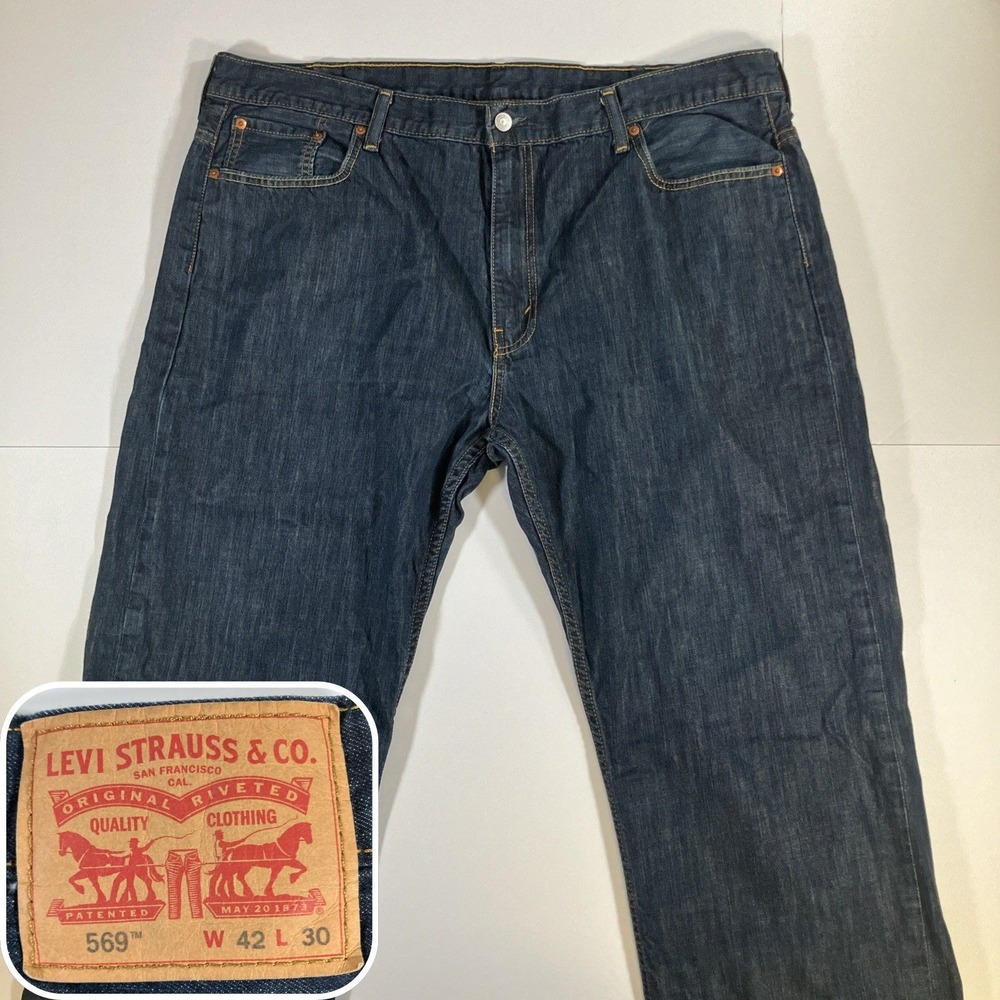 Levi's 569 Jeans Men's 42x27 Actual Loose Straight Altered Hem Tagged 42x30